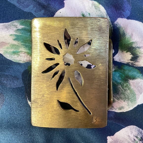 Handmade Artisan Design Brass Cutout Flower Belt Buckle main image 4